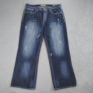 Big Star Voyager Loose Jeans 36x30 Blue Loose Distressed Baggy Grunge Y2K